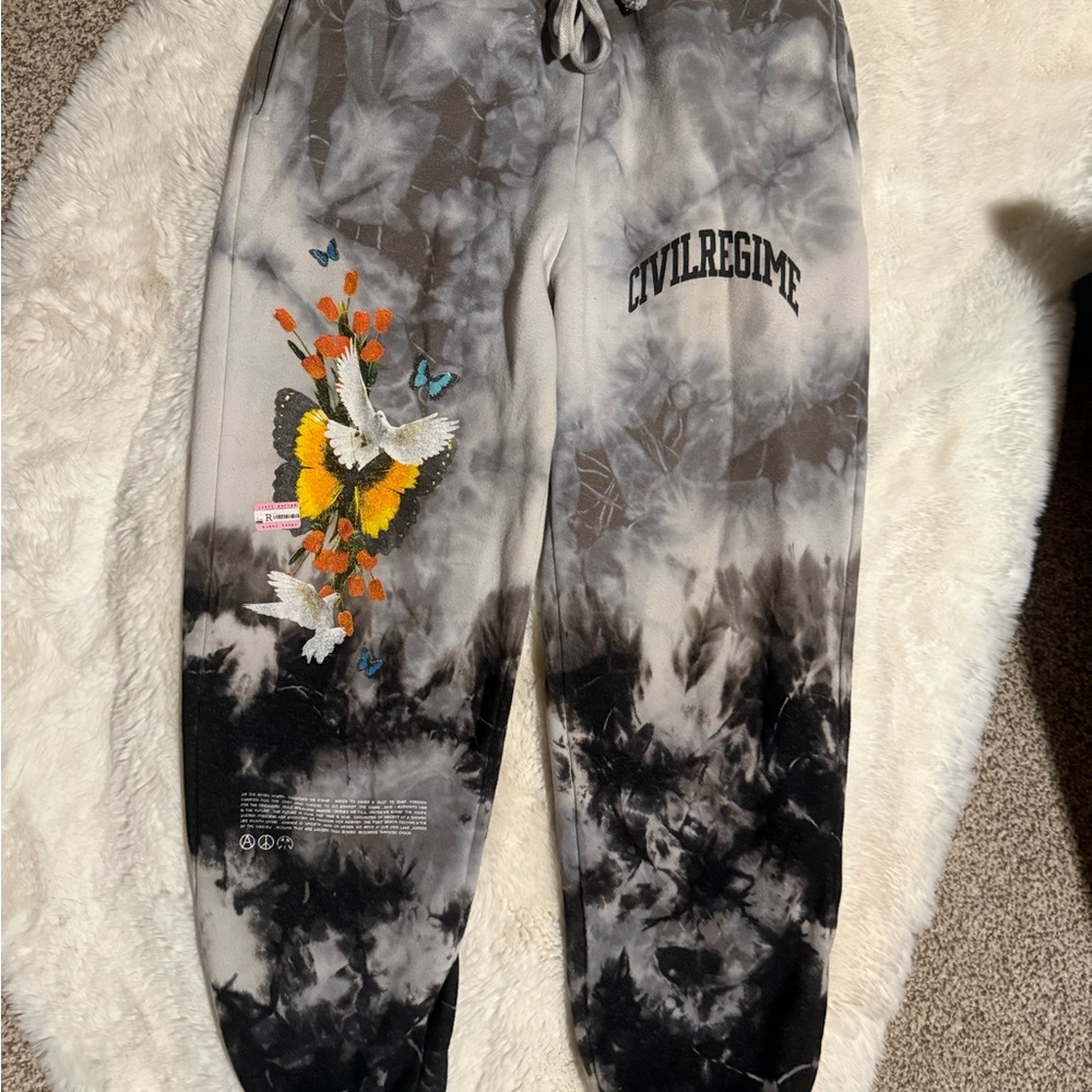 Civil Regime Tie-Dye Joggers - Black and Gray